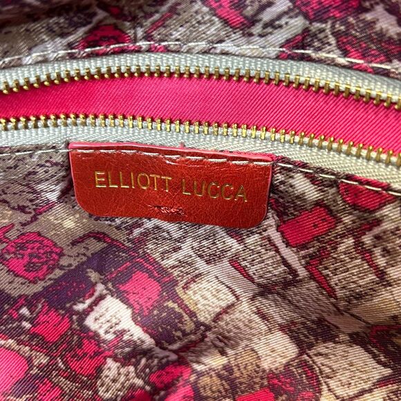 ELLIOT LUCCA Dome Satchel Bag | Faro Red Glazed Crackled Leather Crossbody - Picture 9 of 15